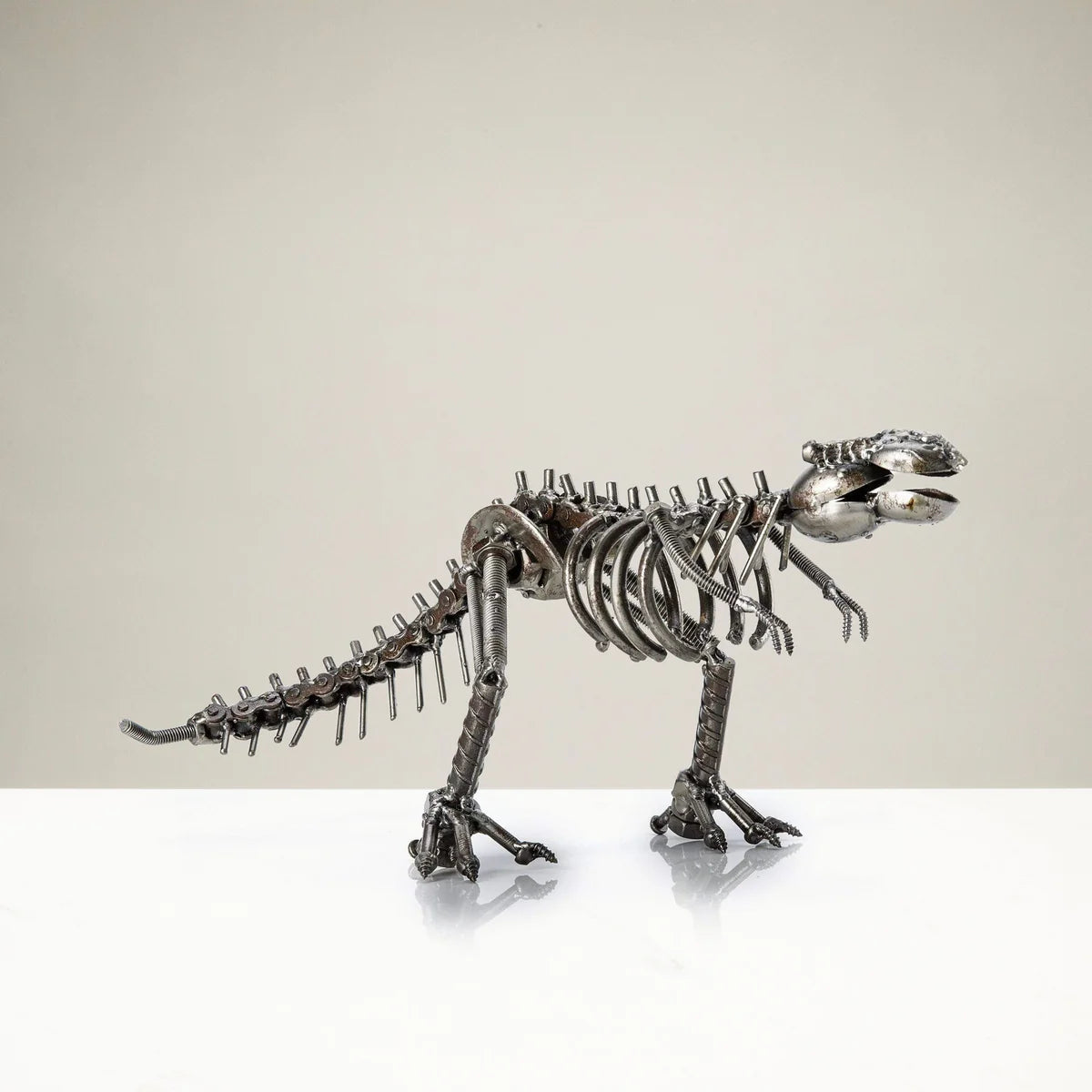 T-Rex Inspired Recycled Metal Sculpture