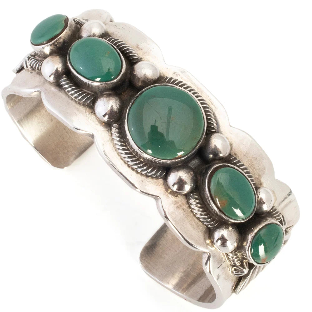 Leon Martinez Royston Turquoise Navajo sterling silver cuff
