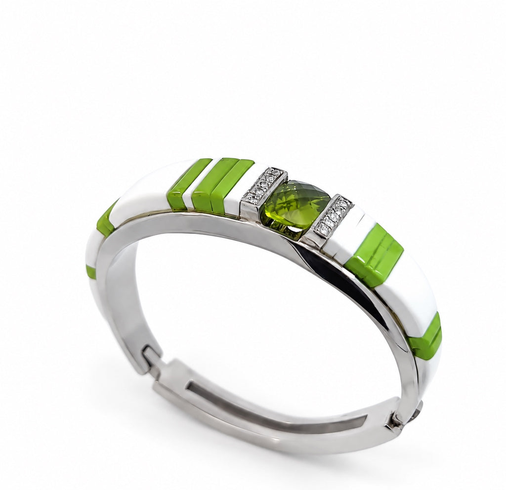 Randy Polk Gaspeite and peridot women's bracelet, design 6204