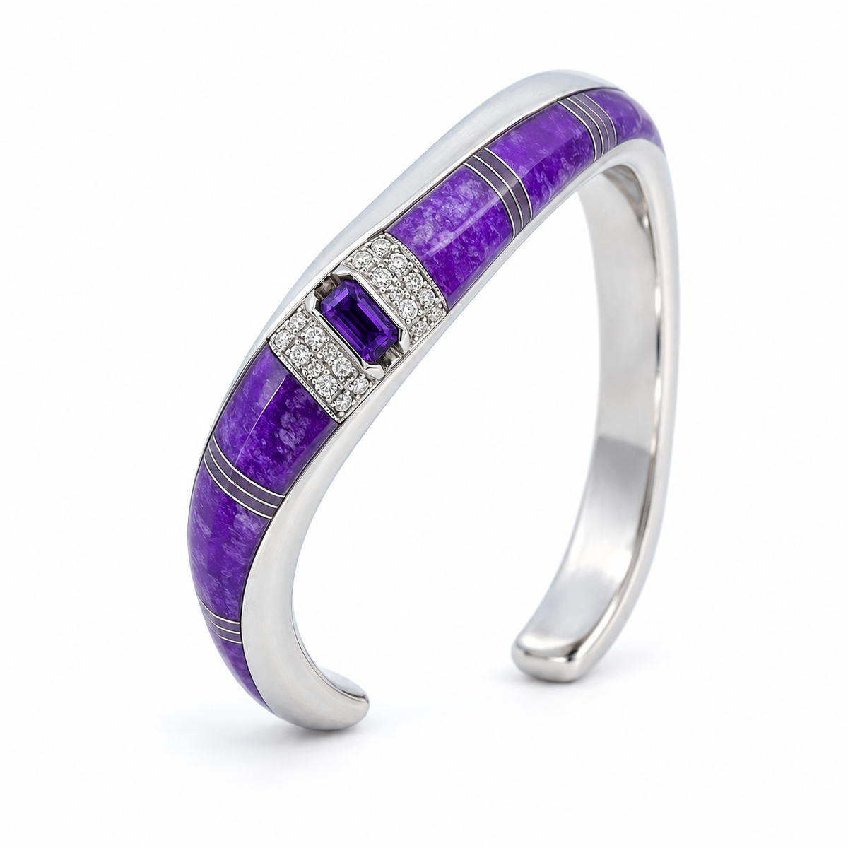 Randy Polk Sugilite, Charoite & Tanzanite Women's Bracelet — 6168