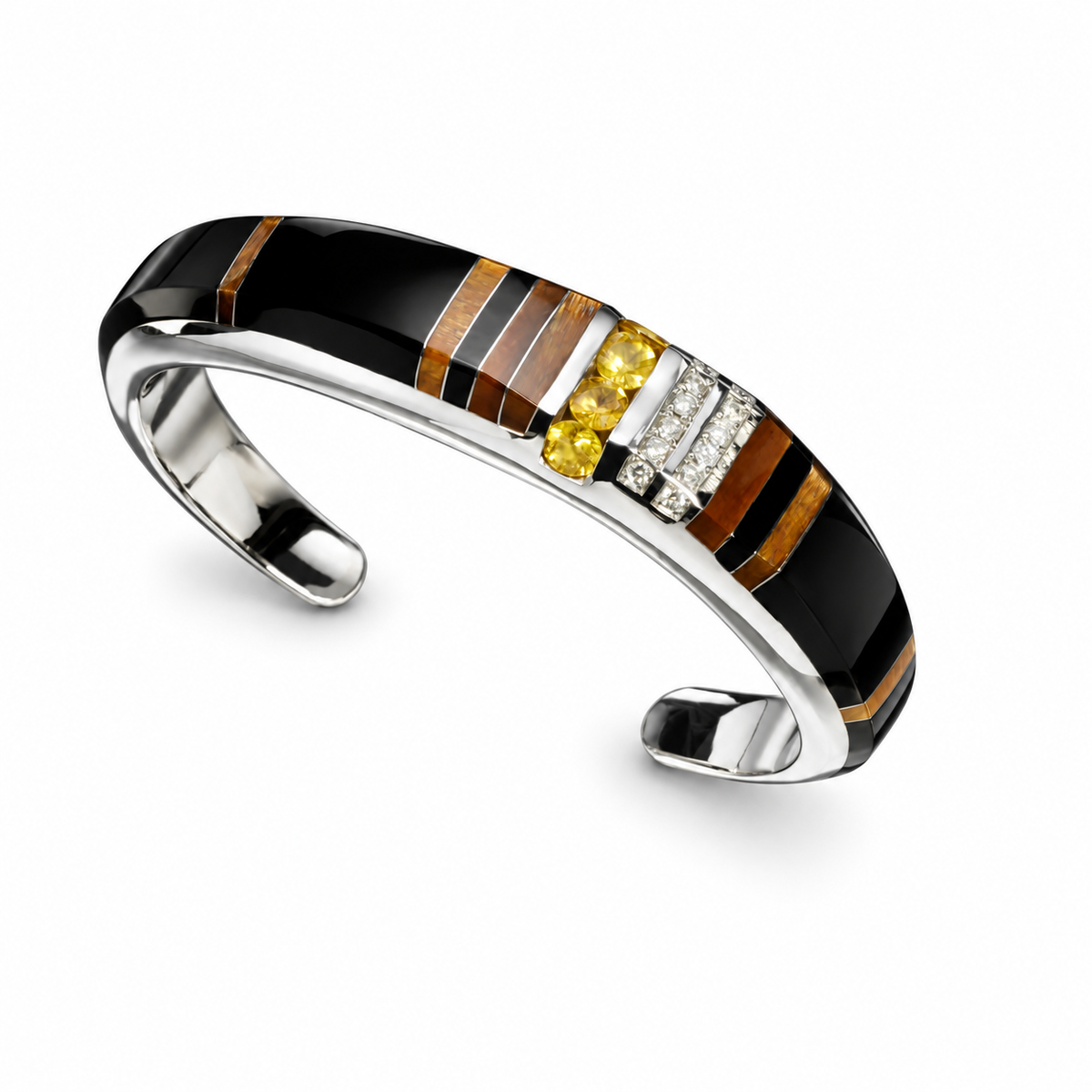 Randy Polk Tiger Eye, Black Jade & Yellow Sapphire Women's Bracelet — RP4