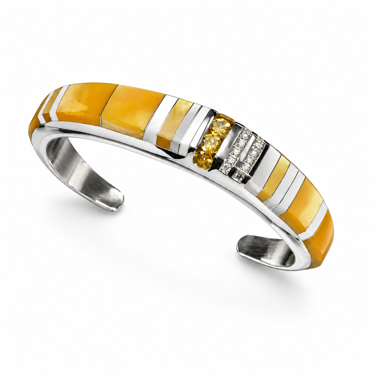 Randy Polk Yellow Mother-of-Pearl, Pristine & Yellow Sapphire Women's Bracelet — Design 2