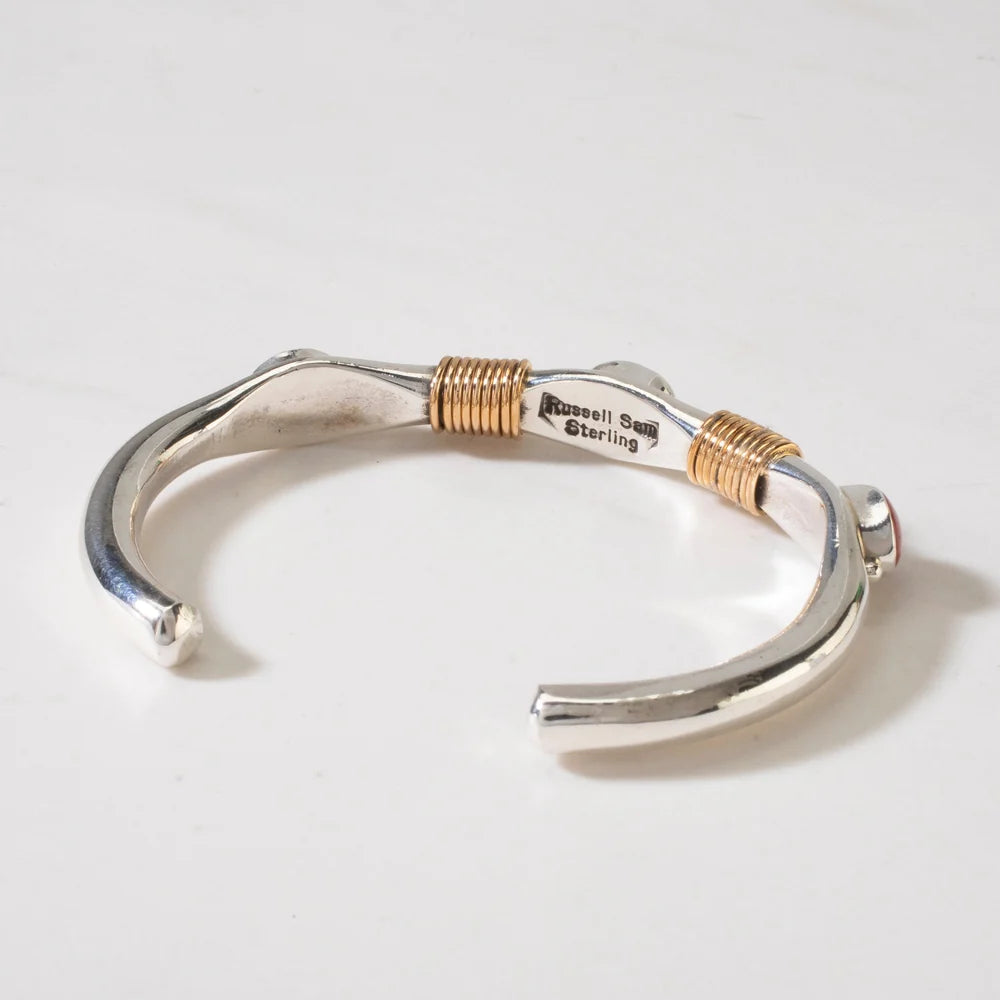 Russell Sam Navajo cuff reverse showing sterling hallmark